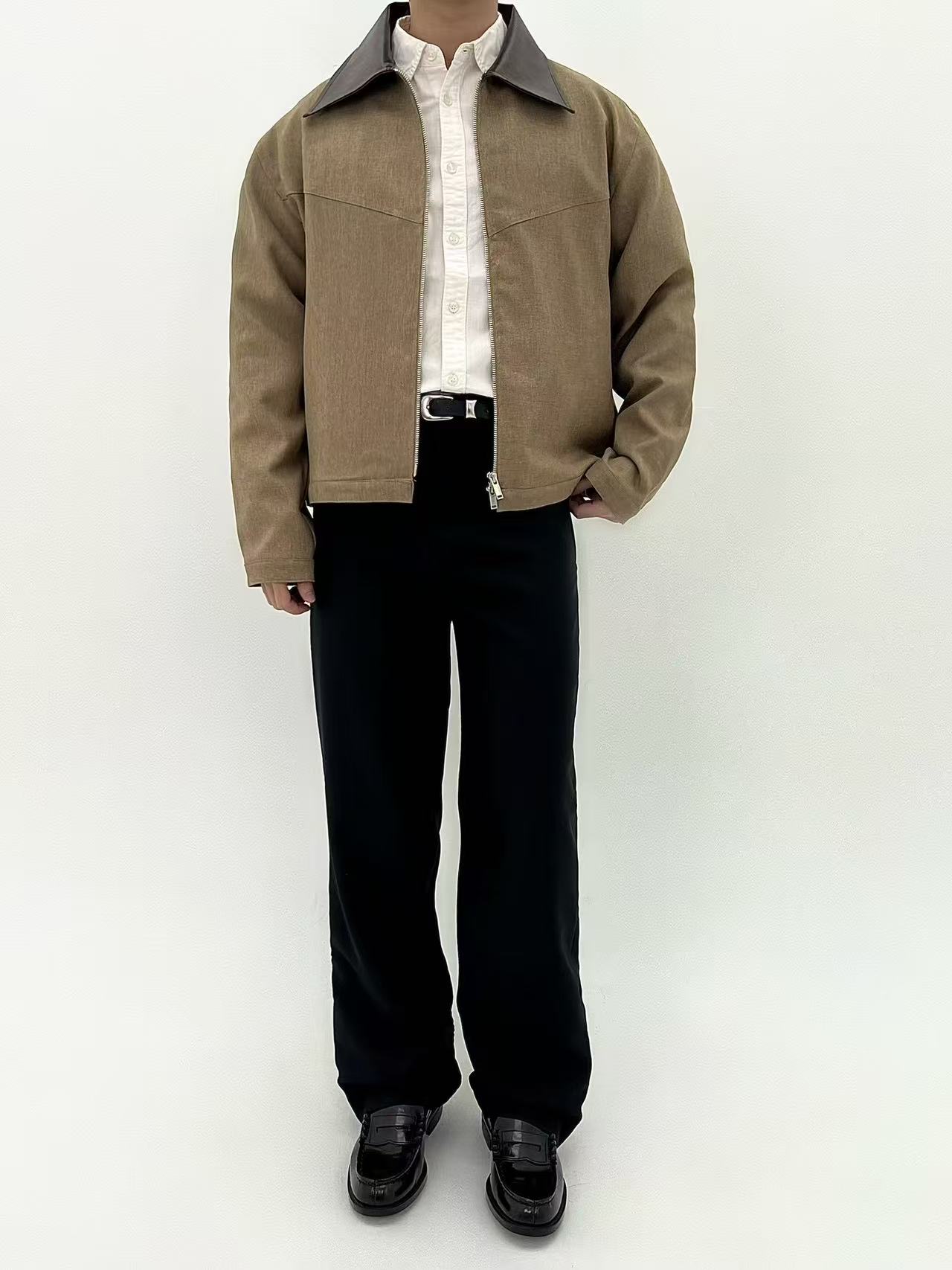 CONTRAST SPLIT JACKET (COFFEE) - Image 3