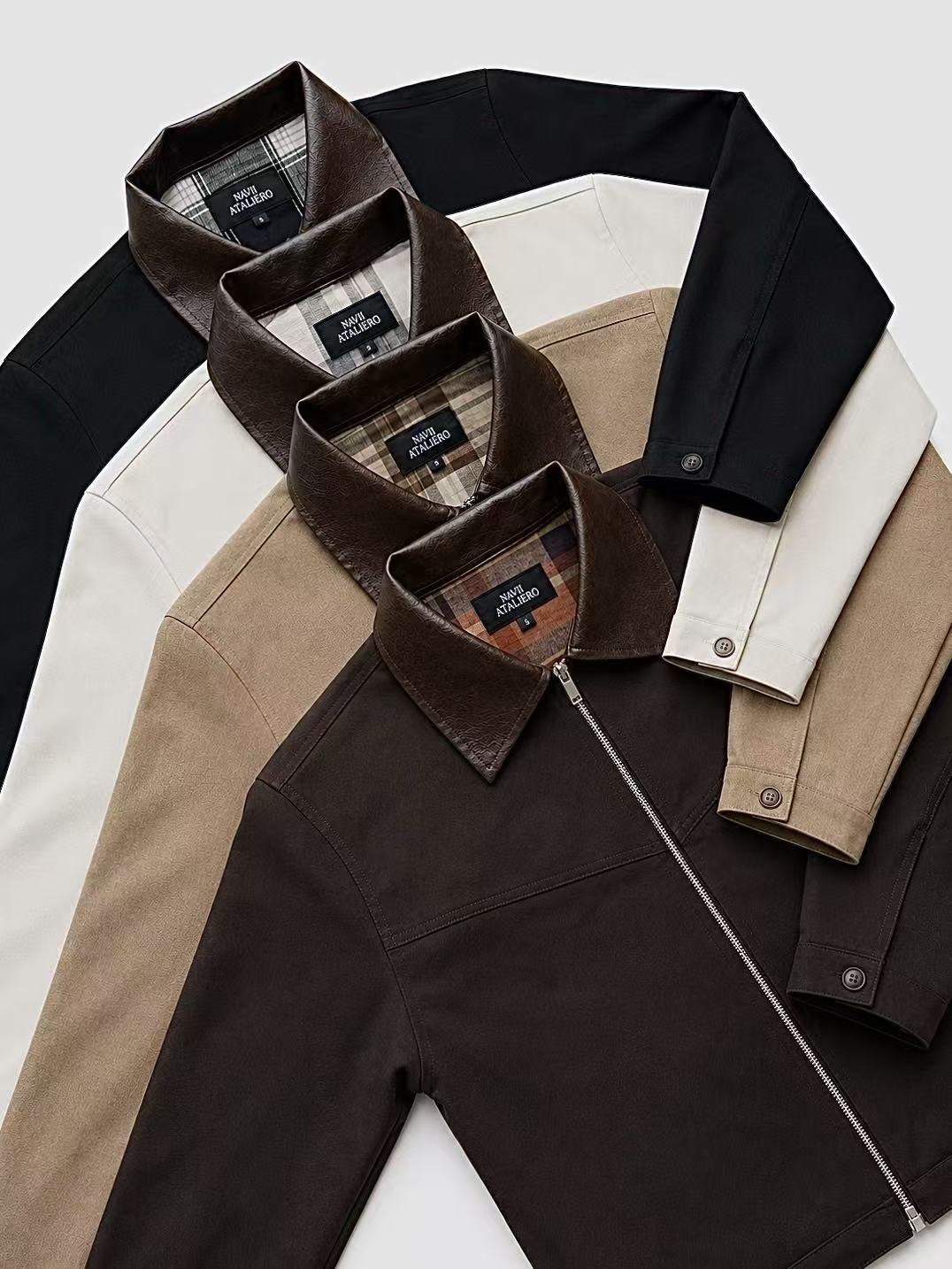 CONTRAST SPLIT JACKET (COFFEE) - Image 6